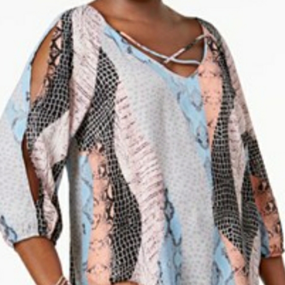 NWT NY Collection Plus Size 2X long Summer blouse - Picture 2 of 14